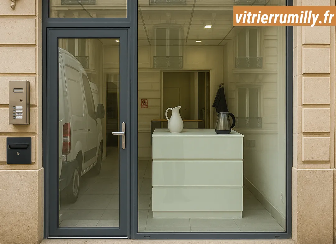 Façade vitrine de magasin en aluminium sur mesure à Rumilly